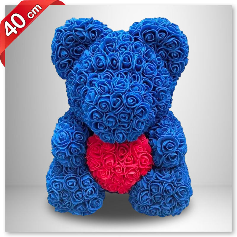 Ours en Rose Éternelle Bleu Nuit Coeur - Main Image