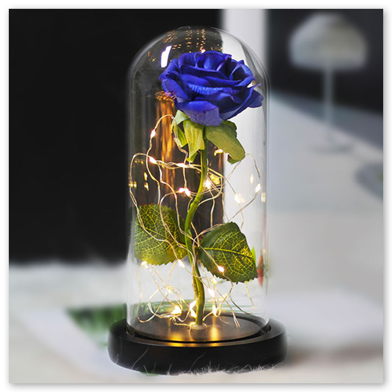 Rose Éternelle Sous Dôme En Verre Avec LED | Cadeau Romantique Pour Elle - Saint-Valentin, Anniversaire, Fête Des Mères